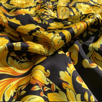 50x145cm italiană V brand Baroc imprimate satin stretch tesatura de poliester moale îmbrăcăminte cămașă rochie tesatura pânză pentru cusut