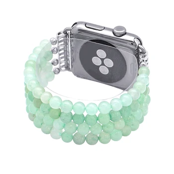 Lureen Lumina Verde Margele Elastic Watchband Pentru iwatch 38mm 42mm Handmade Femei Apple Watch Curea Bratara Curea Bratara