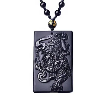 Original Obsidian Colier Pandantiv Spiritul de Jad Pandantiv Amuleta Norocoasă Bijuterii Barbati Bijuterii Bijuterii Jad