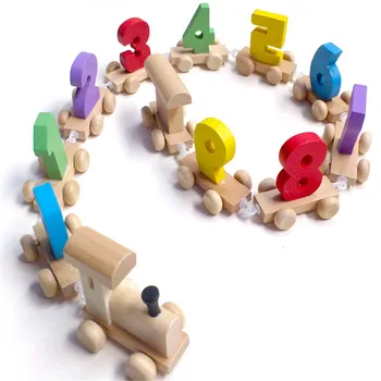 Copilul Montessori Lemn Moale Tren Figura Model de Jucărie Cu Numărul de Model 0~9 Cadou Pentru Copii si bebelusi Devreme Jucărie de Învățământ