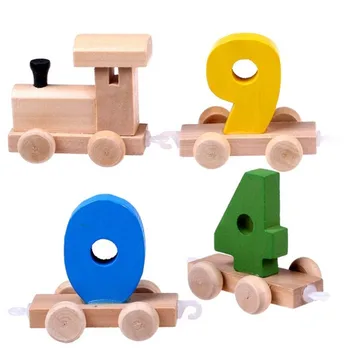 Copilul Montessori Lemn Moale Tren Figura Model de Jucărie Cu Numărul de Model 0~9 Cadou Pentru Copii si bebelusi Devreme Jucărie de Învățământ