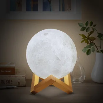 Led-uri colorate Reglabil Reîncărcabilă lumina Lunii 3D de Imprimare Luna Lampa de Noapte Lunar Touch Control de la Distanță Lunii Cadouri decor Acasă