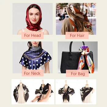 Femei Eșarfă De Mătase Pătrat Hijab Cap Împachetări Bandana Print De Mari Foulard De Sex Feminin Cravată Șaluri De Păr Banda De Vară Gât Eșarfe