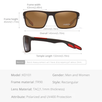 De înaltă Calitate KDEAM Dreptunghi Ultra Light TR90 Bărbați ochelari de Soare Lentile Polarizate de Conducere Sport Ochelari de Soare Femei kd101 Cu Cutie