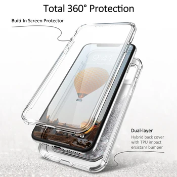 Nisipuri mișcătoare Lichid Greu de Caz Pentru iphone 8 7 Plus X Xs Max capa Pentru iPhone XR Caz construit în ecran de 360 proteja Sclipici Bling funda