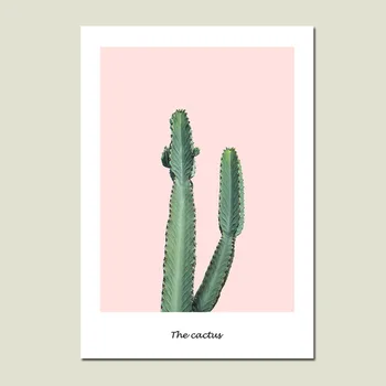 Roz Cactus Poster Verde Nordică, Frunze De Arta De Perete Panza Pictura Postere Si Printuri Poze De Perete Pentru Camera De Zi Decor Neînrămate