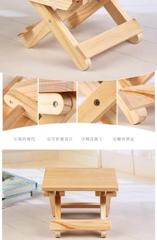 Taburete din lemn de Pin scaun pliant copii, mobilier portabil de uz casnic din lemn masiv Mazar scaun de pescuit bancă mică pătrat de scaun