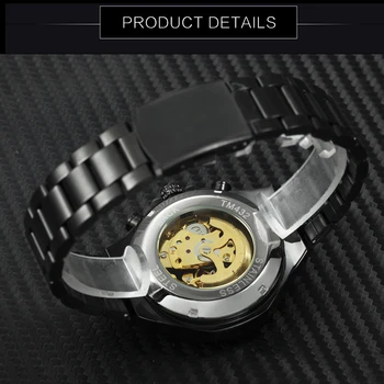 CÂȘTIGĂTORUL Oficial Brand de Lux Ceas de Aur pentru Bărbați Automate Mecanice de Afaceri Ceasuri Skeleton Dial Curea din Otel Clasic Ceasuri de mana