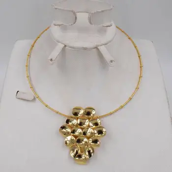 De înaltă Calitate, Italia 750 de Aur de culoare Set de Bijuterii Pentru Femei africane mărgele moda bijuterii set colier cercei bijuterii