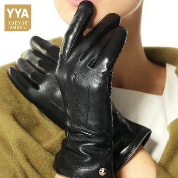 2020 Moda Elegant pentru Femei Mănuși Touchscreen Încheietura mâinii din Piele de Iarnă Lână Cald piele de Oaie de Conducere Touch Glove Eldiven