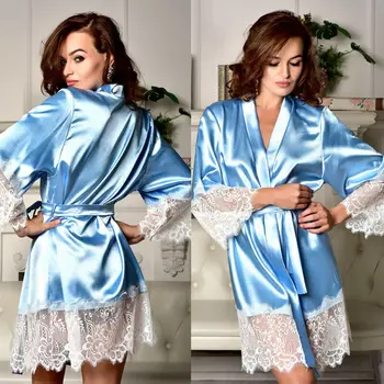 Femei din Satin Halat Sexy din Dantela camasa de noapte, Pijama, Pijamale Kimono Babydoll S-XL