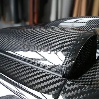 152cm PVC 5D Lucios, din Fibra de Carbon de Vinil Folie Auto Folie Rola Autocolant Decal Negru rezistent la apa DIY Auto Autocolante Decorative