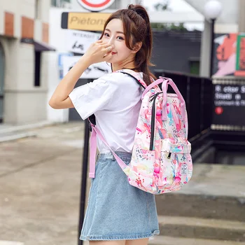 Femeile Rucsaci Roz de Imprimare Panza Simplu All-meci Moda Casual Genti Harajuku Capacitate Mare Stil coreean Rucsac de Călătorie