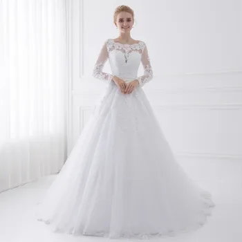 Rochie de mireasa 2020 de Lux, cu Maneci Lungi din Dantela, rochii de mireasa vestido de noiva robe de mariee vestidos de festa Rochie de Mireasa