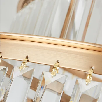 Aur de lux lustra pentru camera de zi rotunde de cristal, corpuri de iluminat decor sala de mese lanț cristal lampă hol mare iluminat