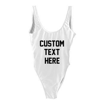 Text personalizat-O singură Bucată de costume de Baie Plus Dimensiune Costume de baie Femei de Înaltă Tăiat de Vară Costum de Înot maillot de bain femme grande taille mayo