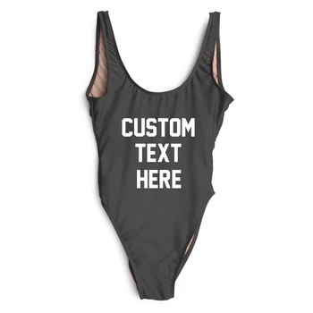 Text personalizat-O singură Bucată de costume de Baie Plus Dimensiune Costume de baie Femei de Înaltă Tăiat de Vară Costum de Înot maillot de bain femme grande taille mayo