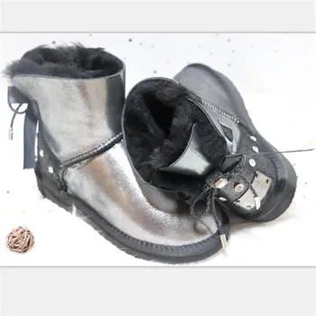 Frumos Pantofi Noi Femeile 2020 de Iarna pentru Femei Clasic Femei Cizme de Zăpadă Genuine piele de Oaie Cald Cizme de Înaltă Calitate, Cizme Pantofi