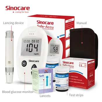 SINOCARE Accu metru de glucoza din sange & Benzi de Testare & Lancets 50/100buc kit Glucometru cu Diabet zaharat de Zahăr din Sânge metru Diabet Tester