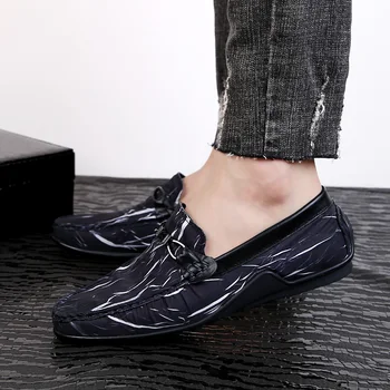 Vosonca Piele Naturala+ Crack Pânză Barbati Pantofi Casual 2019 Nouă Bărbați Mocasini De Înaltă Calitate Mocasini Respirabil Conducere Pantofi