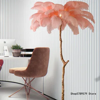 Europa De Nord Flamingo Pene Podea Camera De Zi Art Iluminat Ins Dormitor Romantic Lampa De Podea Maiden Cameră Lampă De Aur Rășină Lampa