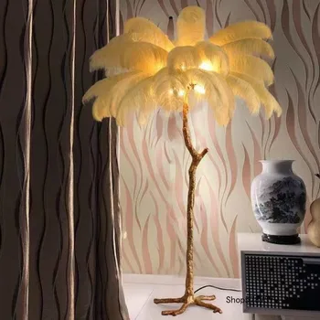 Europa De Nord Flamingo Pene Podea Camera De Zi Art Iluminat Ins Dormitor Romantic Lampa De Podea Maiden Cameră Lampă De Aur Rășină Lampa