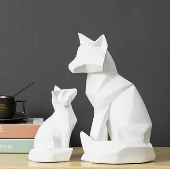 3D Abstract Fox Meserii Geometrice Rășină Fox Sculptura Desktop Decor Orgnament Animal Statuie Manopera Animal Modle 05445