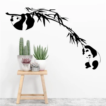 Chineză panda bambus 34*57cm autocolante de perete pentru camere de copii decor acasă desene animate vinil decalcomanii de perete diy arta murala