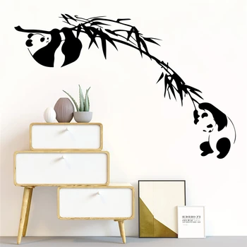 Chineză panda bambus 34*57cm autocolante de perete pentru camere de copii decor acasă desene animate vinil decalcomanii de perete diy arta murala