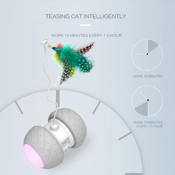 Smart Electronice Pisică Jucărie Interactiv Automate Rotative De Led-Uri Care Rulează Teaser Animal De Casă Pisică Jucărie Amuzant Pisica Stick Pene De Jucării Pentru Pisici Usb