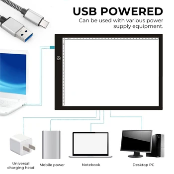 Mai mari de A4 ultra-subțire LED-uri de Desen, Grafică Digitală Pad USB LED Lumina pad Copia Bord Electronic Arta Pictura Scris Wacom