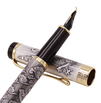 Jinhao 5000 Gri Vintage De Lux Metal Stilou Caligrafie Îndoit Peniță Frumos Dragon Textura Sculptură Birou Bussiness Pen