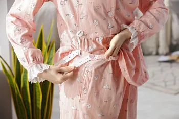 Bumbac Maternitate îmbrăcăminte de noapte de Primăvară de Toamnă Respirabil Dantelă de Moda Pijamale pentru Gravide Sarcina Pijamale