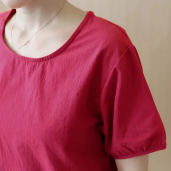 Femei Bluză Casual cu Maneci Scurte Lenjerie de pat din Bumbac Tricou Bluza feminin Liber de Mari dimensiuni Vara Toamna Cămăși Albe Topuri Retro Split