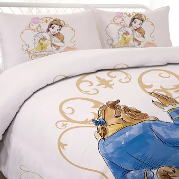 Frumoasa si ia set de lenjerie de Pat de Unică Dimensiune Printesa Belle Pilota Plapuma pentru Copii Decor Dormitor Pat dublu Lenjerii de pat Queen set