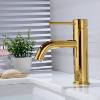Robinet chiuveta baie caldă și rece Perie de Aur singură manetă caldă și rece bazinul mixer de apa de la robinet baie chiuveta de robinet robinet de alamă de aur