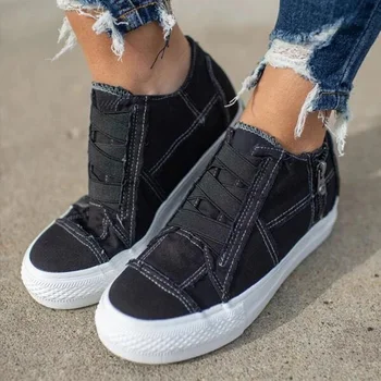 Femeii Adidasi Casual Panza Pantofi pentru Femei Elastic Plat Platforma de Confort de sex Feminin Vulcanizat Pantofi Zip Doamnelor Încălțăminte 2020