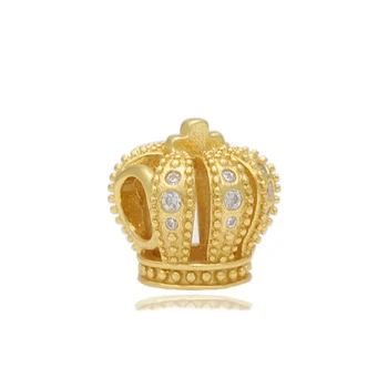 Anomokay Clasic Stil Mix de Culoare de Aur Coroana Inima Geometrice Rotunde de Argint 925 Farmecul Șirag de mărgele pentru DIY Brățară de & a Face Brățară