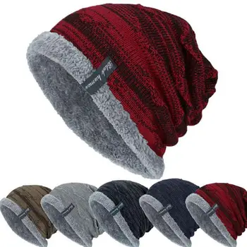Coral Fleece Pălărie De Iarnă Căciuli Mens Pălărie Eșarfă Cald, Respirabil Lână Pălărie Tricotate Pentru Baieti Scrisoare Straturi Duble Capac