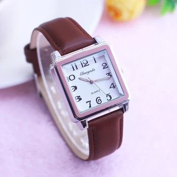 Nou stil pentru femei lady cadran Pătrat digital mare cuarț ceasuri brățară mama bătrâni din piele de moda cadouri relojes mujer ceas