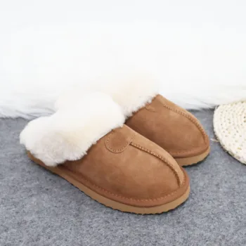 2020 Naturale Piele De Oaie Blană Papuci De Iarna Pentru Femeie Papuci Femei Cald Papuci De Interior De Lână Moale Doamnă Acasă Papuci