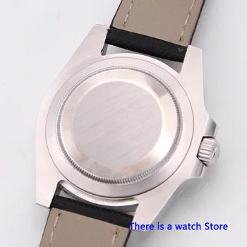 Bliger 40mm Cadran Negru Automate Mecanice Mens Watch Sticlă de Safir Curea din Piele Luminoasă Impermeabil Calendar Ceas de mână pentru Bărbați