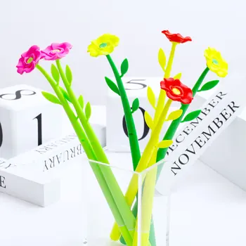20buc/pachet coreean Kawai Floare Trandafir Pixuri cu Gel Albastru Cerneală de Desene animate Creative Papetărie Amuzant Rece de Școală Biroul de Lucru de la Caz Creion Sac
