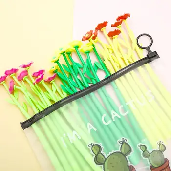 20buc/pachet coreean Kawai Floare Trandafir Pixuri cu Gel Albastru Cerneală de Desene animate Creative Papetărie Amuzant Rece de Școală Biroul de Lucru de la Caz Creion Sac