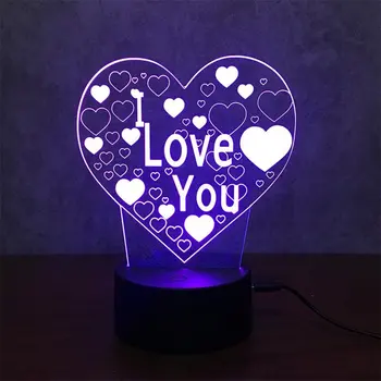 Ziua îndrăgostiților dragoste cadou 3D LED Lumina de Noapte în 7 culori lampa de birou acasă bec lampa soția sau prietena cadou k13