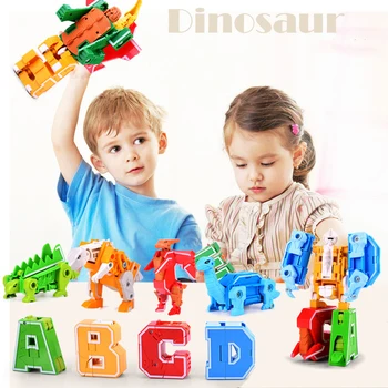 26 litere a-Z Alfabet Animal Dinozaur Războinic Deformare Cifrele de Acțiune de Transformare Robot de Jucarii Pentru Copii Cadou Brinquedos