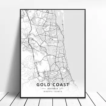 Adelaide Cairns Darwin Gold coast Sydney, Australia Map Canvas Arta Poster