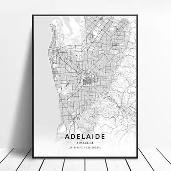 Adelaide Cairns Darwin Gold coast Sydney, Australia Map Canvas Arta Poster