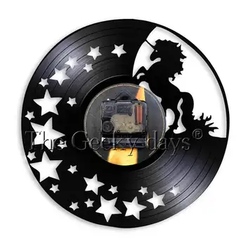 1 Bucată De Funcționare Unicorn Vintage Vinyl Record Ceas De Perete Stele Magice Acasă Pepinieră De Perete De Arta Centrul De Îngrijire A Copilului Decor Ceas Cu Ceas