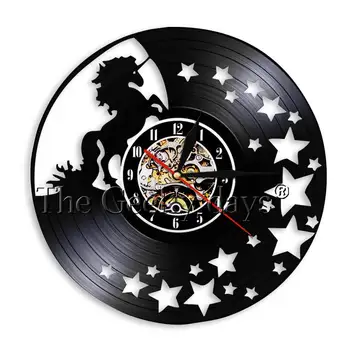 1 Bucată De Funcționare Unicorn Vintage Vinyl Record Ceas De Perete Stele Magice Acasă Pepinieră De Perete De Arta Centrul De Îngrijire A Copilului Decor Ceas Cu Ceas